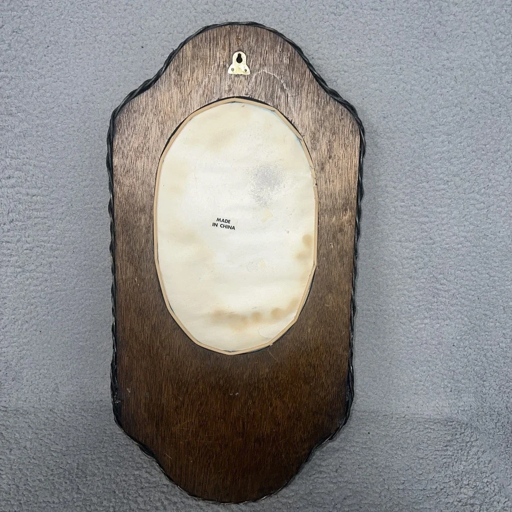 VTG Wicker Framed Wall Mirror  with Shelf 24